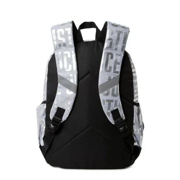 Justice Girls 17" Laptop Backpack with Lanyard Metallic Print Silver Grey - Picture 3 of 4